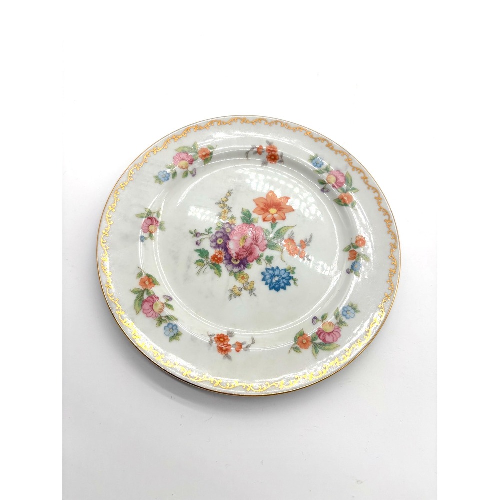 Noritake Japan Handpainted Dresdlina Floral Gold‎ Rimmed Plate Dresdlina pattern